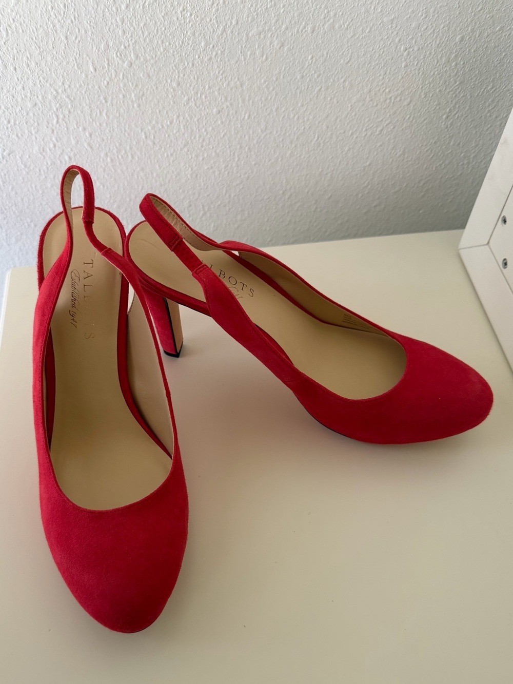 Talbots Red Suede Slingback Heels